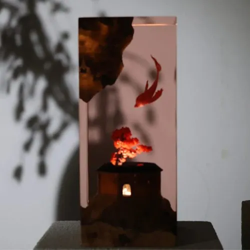 Chinese style Big Fish & Begonia Resin Light