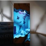 Cave whale diver resin lamp