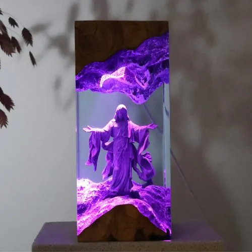 Glowing Jesus Resin Lamp