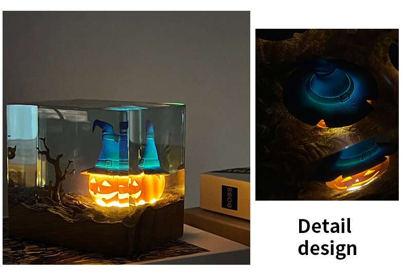 Halloween pumpkin dead wood resin 11