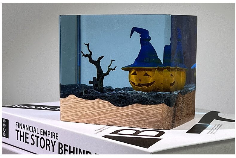 Halloween pumpkin dead wood resin 6