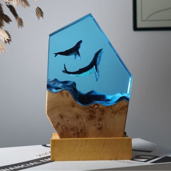 Marine whale resin lamp 1