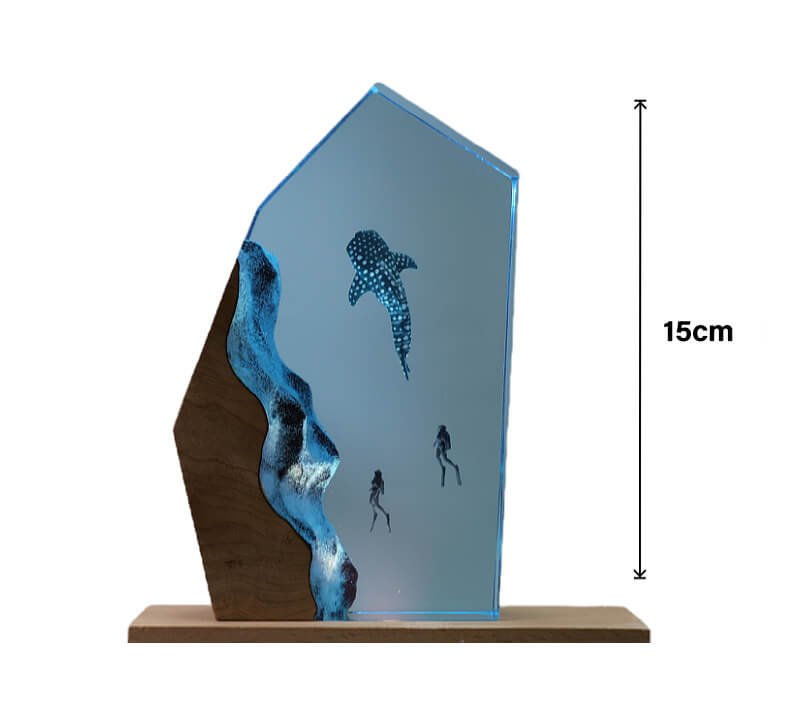 Whale Shark Diver LED Marine Resin Lamp 10 Ocean diver details1 8