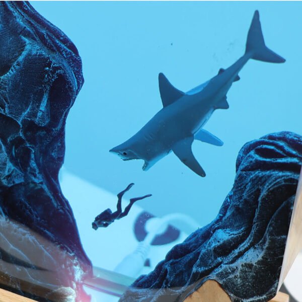Shark And Diver Marine Resin Light 3 Shark And Diver Marine Resin Light 3