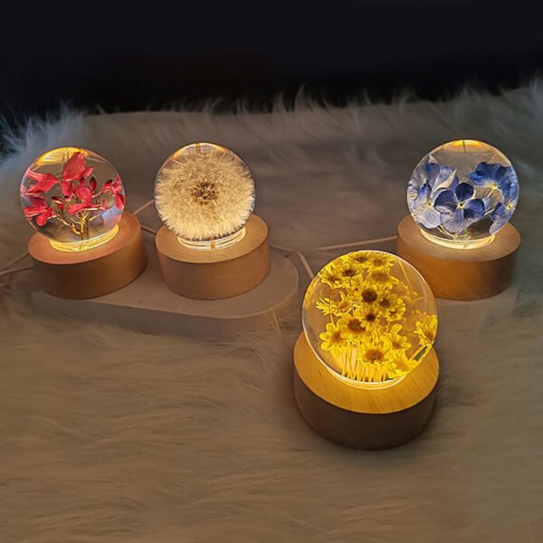 Flower crystal ball warm light resin lamp 4