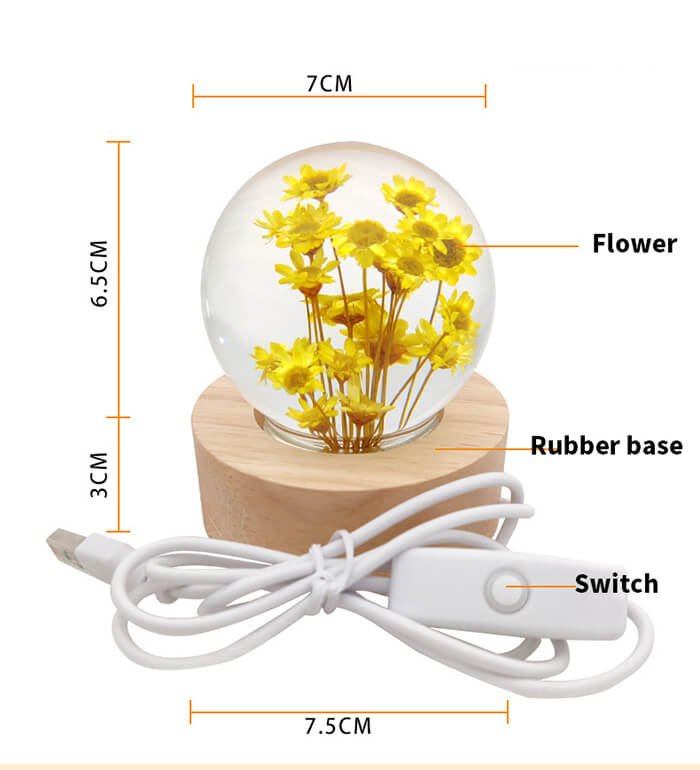Flower crystal ball warm light resin lamp1 1