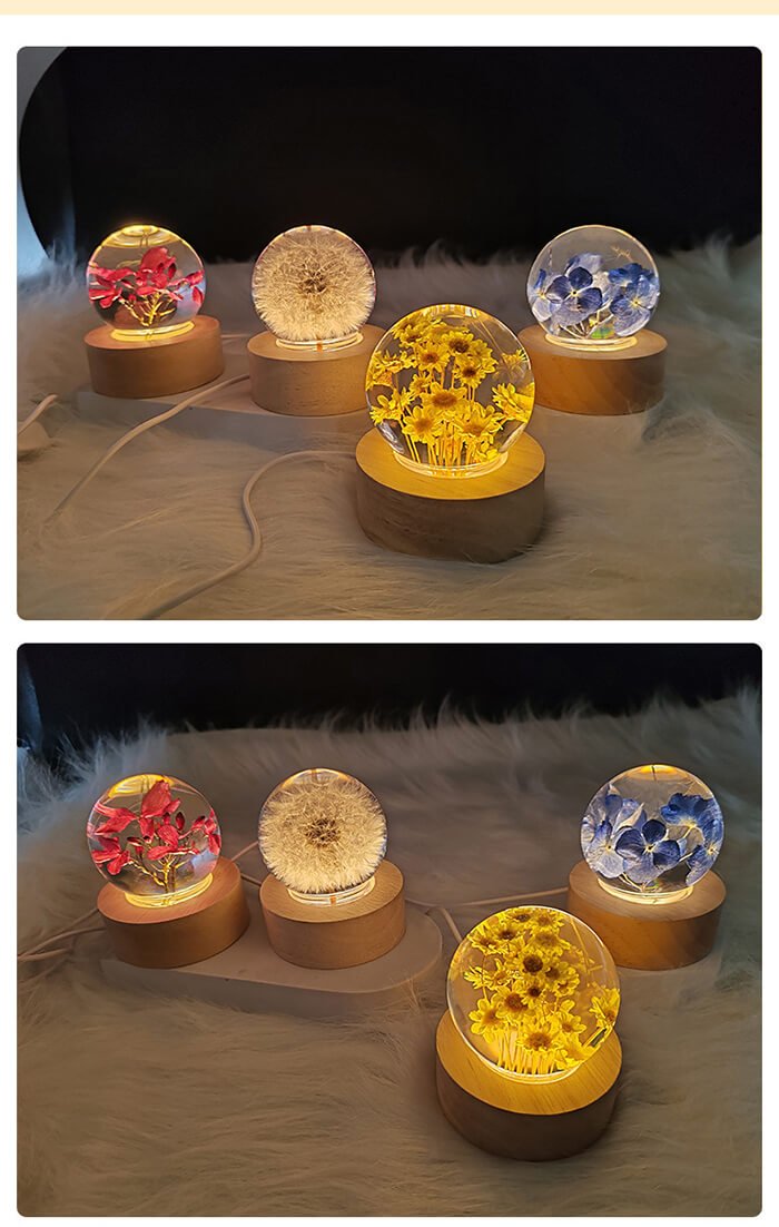 Flower crystal ball warm light resin lamp1 2