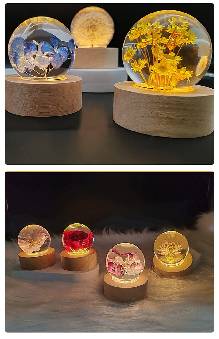 Flower crystal ball warm light resin lamp1 3