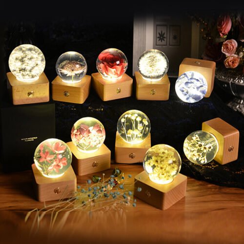 Flowers Log Warm Light Resin Lamp Gift
