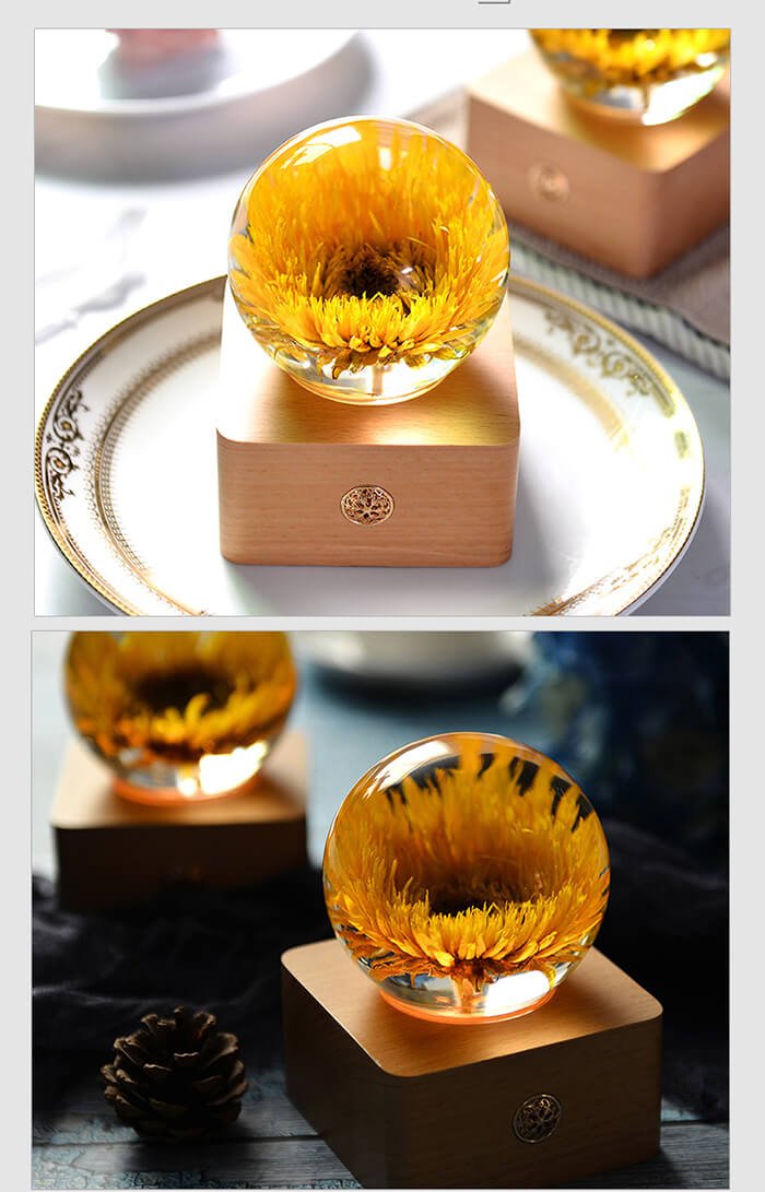 Sunflower Log Crystal Warm Light Resin Lamp 2