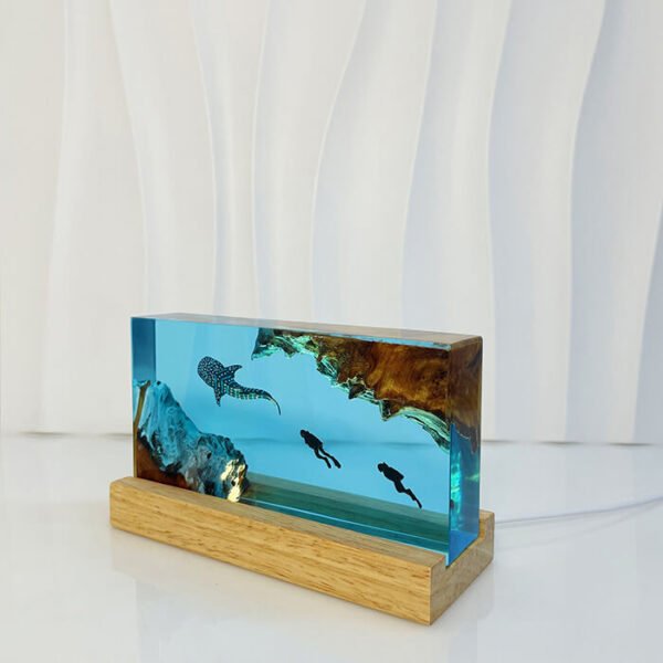 Whale Shark and Diver Adventure Resin Lamp 12 Whale Shark and Diver Adventure Resin Light 3