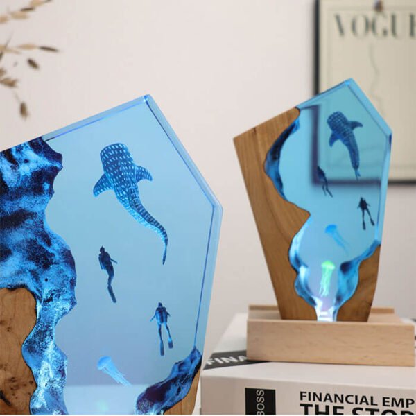 Cave Whale Diver Jellyfish Resin Lamp a 2