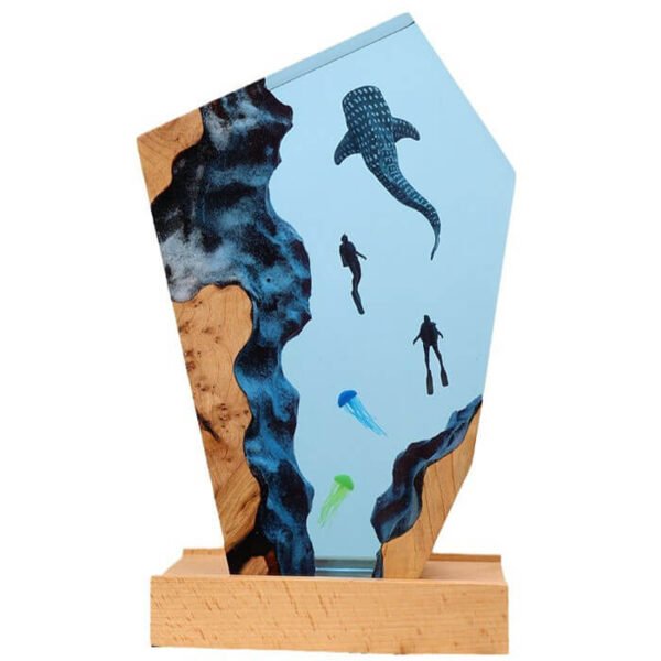 Cave Whale Diver Jellyfish Resin Lamp a 5