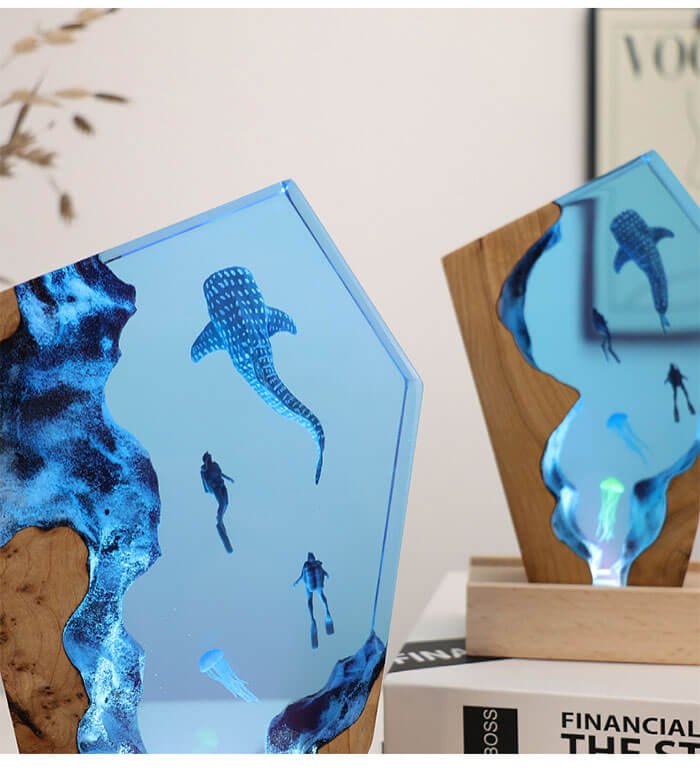 Cave Whale Diver Jellyfish Resin Lampb 3