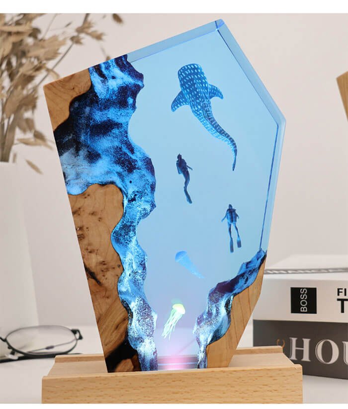 Cave Whale Diver Jellyfish Resin Lampb 5
