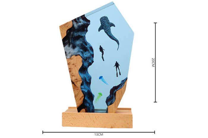 Cave Whale Diver Jellyfish Resin Lampb 9