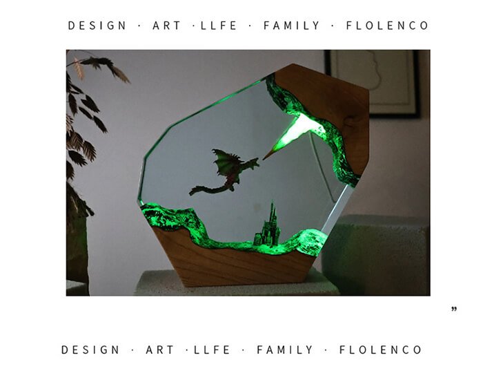 Fire Breathing Dragon Resin Lamp 1