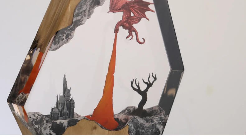 Flame Dragon Breathing Lamp Resin Art Lamp 5