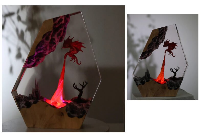 Flame Dragon Breathing Lamp Resin Art Lamp 8