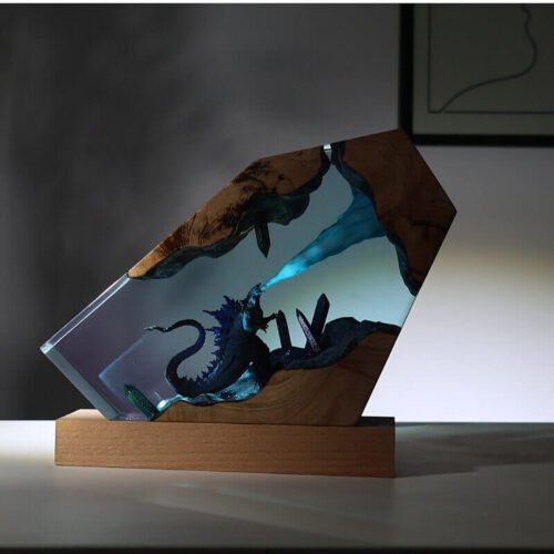 Diorama King Monster Resin Wooden Lamp
