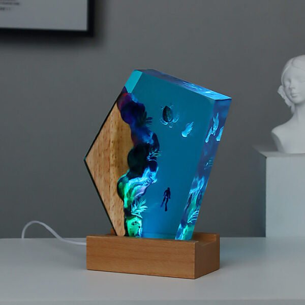 Ocean Seaweed Turtle Resin Lamp1 10