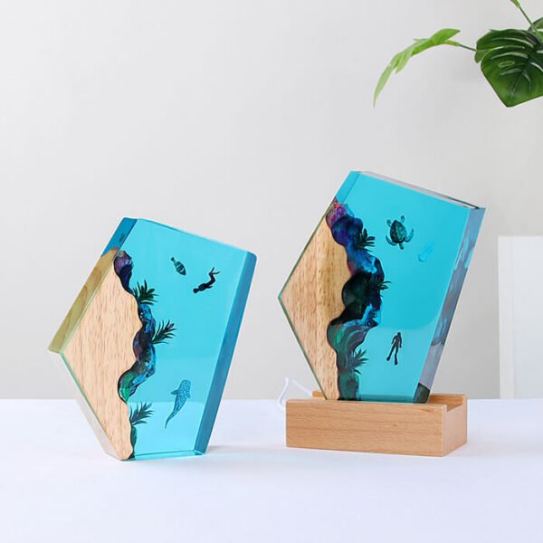 Ocean Seaweed Turtle Resin Lamp1 12