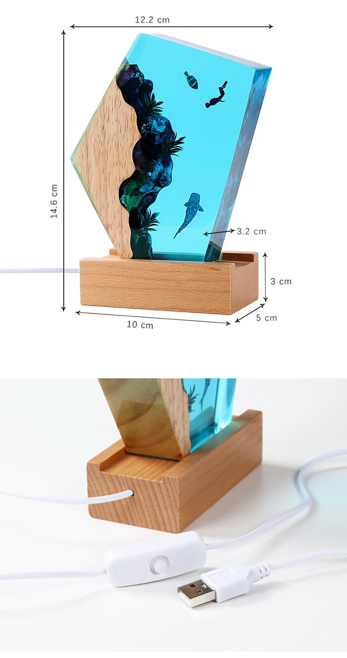 Ocean Seaweed Turtle Resin Lamp1 3