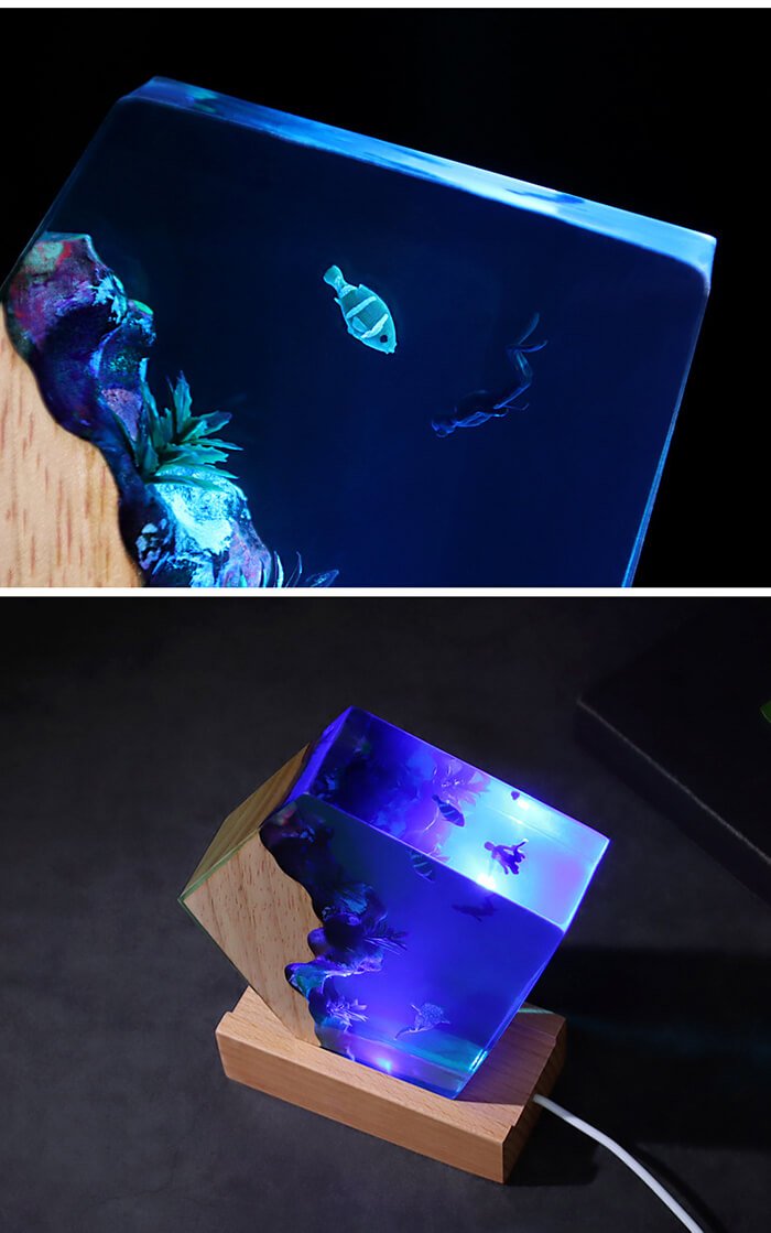 Ocean Seaweed Turtle Resin Lamp1 6