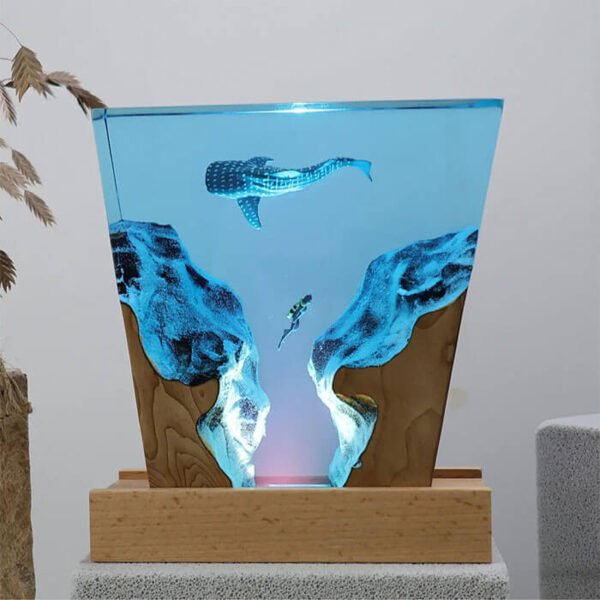 Whale Shark Diver Cave Resin Lampc 1