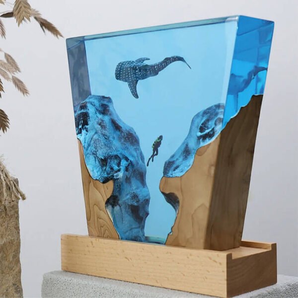 Whale Shark Diver Cave Resin Lampc 3