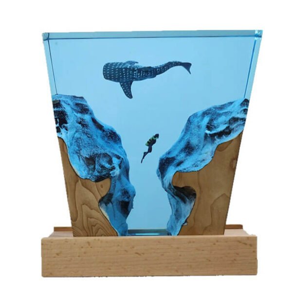 Whale Shark Diver Cave Resin Lampc 5
