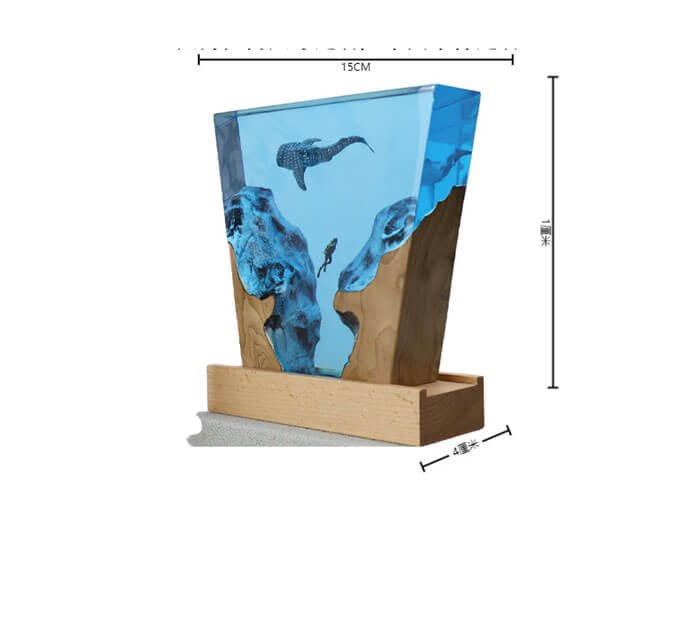 Whale Shark Diver Cave Resin Lamps 9